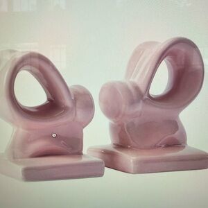 Pink Bow  Ceramic Bookends